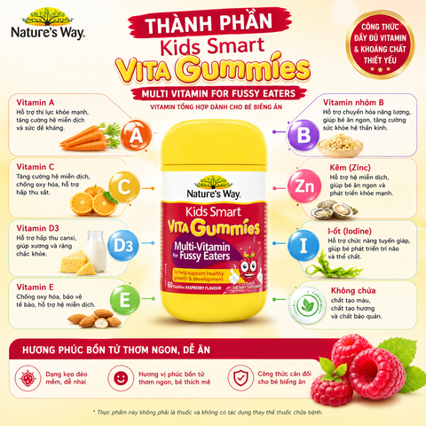Nature's Way vita gummies multi vitamin For fussy eaters - vitamin tổng hợp dành cho bé biếng ăn