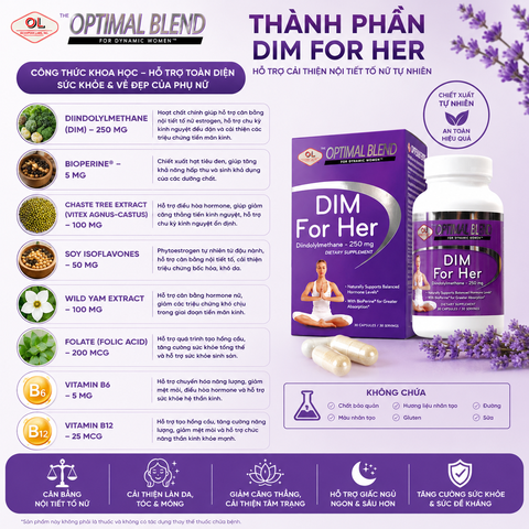 Hỗ trợ cải thiện nội tiết tố cho phụ nữ Olympian Labs Dim For Her 30 viên