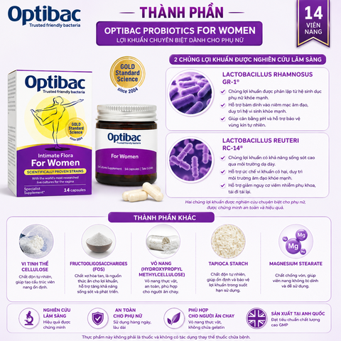 Lợi khuẩn Optibac Probiotics For Women dành cho phụ nữ 14 viên