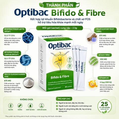 Thực phẩm bảo vệ sức khoẻ Optibac Bifido&Fiber 30 sachets