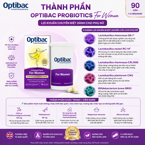 Lợi khuẩn Optibac Probiotics For Women dành cho phụ nữ 90 viên