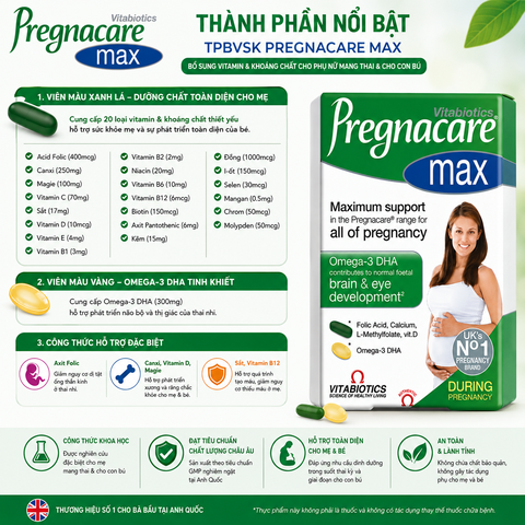 TPBVSK Pregnacare Max  bổ sung vitamin,khoáng chất cho phụ nữ mang thai &cho con bú vitabiotics 84 viên