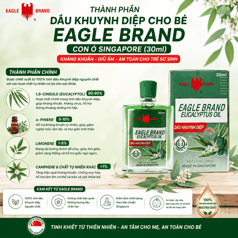 Dầu Khuynh Diệp Cho Bé Eagle Brand Con Ó Singapore (30ml) - Kháng Khuẩn, Giữ Ấm An Toàn Cho Trẻ Sơ Sinh