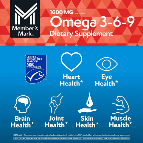 Viên Uống Dầu Cá Bổ Sung Omega 3-6-9 Member’s Mark Mẫu Mới 300 Viên