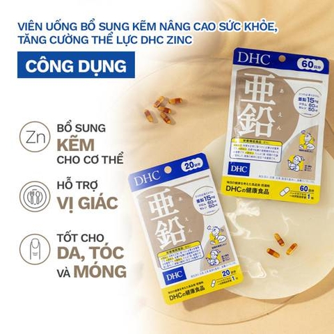 Viên uống bổ sung Kẽm ZinC DHC gói 30 ngày 30 viên hỗ trợ làm đẹp da, tóc, móng và giảm mụn