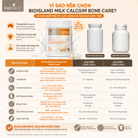 Bio Island Milk Calcium Bone Care 150 Viên – Canxi Sữa Tự Nhiên Hỗ Trợ Xương Khớp Cho Gia Đình