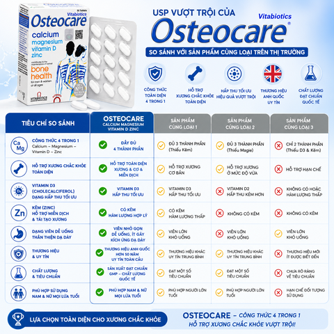 Vitabiotics Osteocare Calcium Magnesium Vitamin D Zinc 30tables