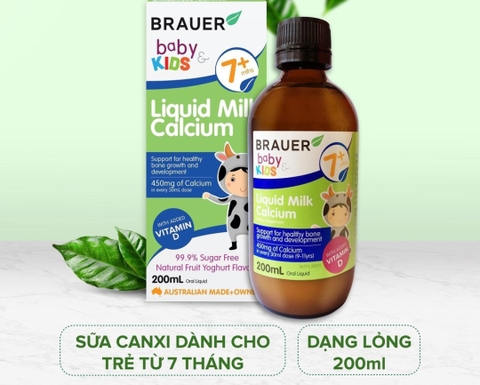 Thực phẩm bổ sung Canxi dạng sữa Brauer Baby Kids 200ml cho bé từ 7 tháng tuổi