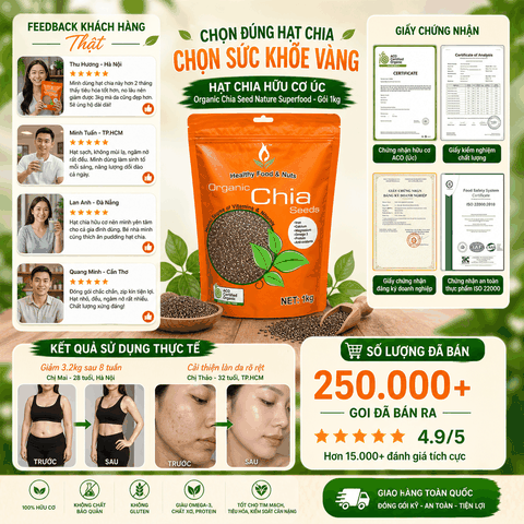 Hạt chia hữu cơ Úc Organic Chia Seed Nature Superfood gói 1kg