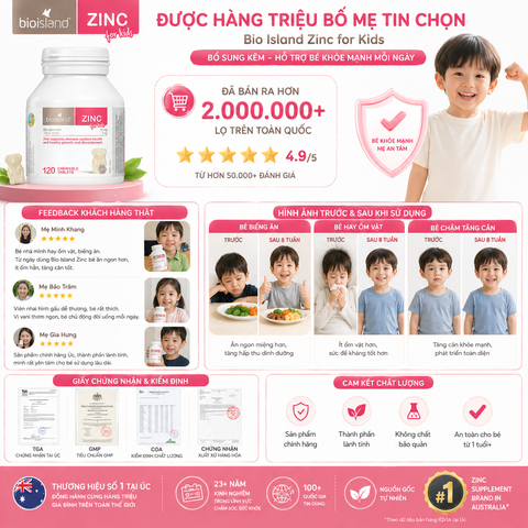 Bio Island ZinC cho bé 120 viên bổ sung kẽm cho bé