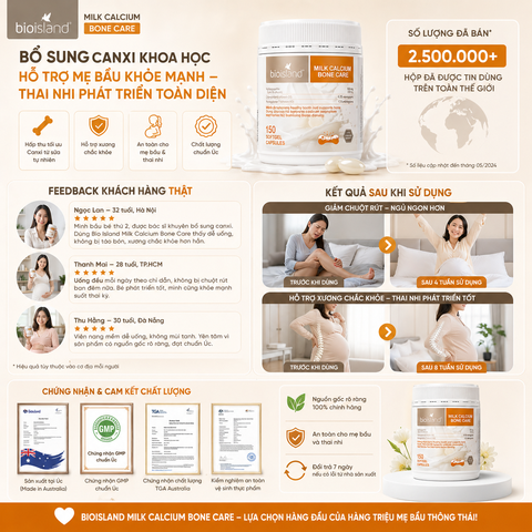 Bio Island Milk Calcium Bone Care 150 Viên – Canxi Sữa Tự Nhiên Hỗ Trợ Xương Khớp Cho Gia Đình