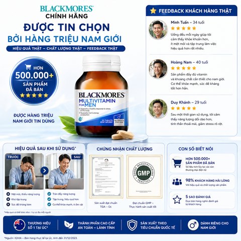 Blackmores Multivitamin For Men – Vitamin tổng hợp cho nam giới từ Úc (50 Viên)