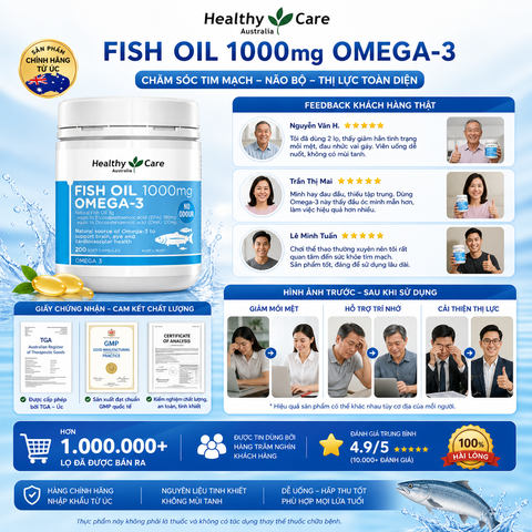 Healthy Care Fish Oil 1000mg Omega-3 200 Soft Capsules