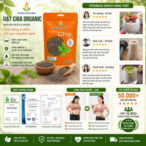 Hạt chia Healthy Nuts & Seeds Organic Chia Seeds 500gr