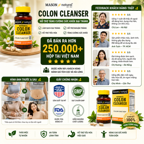 Mason Natural Colon Cleanser hộp 60 viên Hỗ trợ tăng cường sức khỏe đại tràng 60 viên