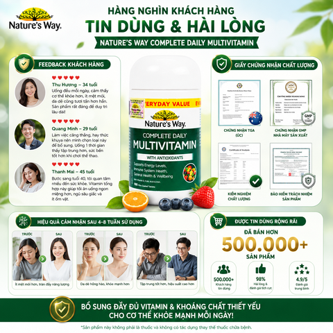 Vitamin tổng hợp Nature’s Way Complete Daily Multivitamin100 Viên bổ sung vitamin và khoáng chất