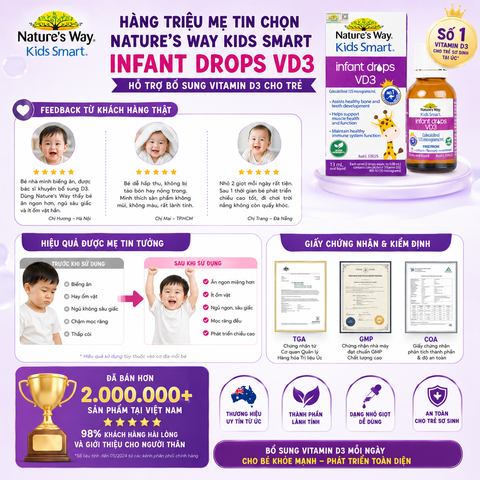 Nature's Way Kids Smart Infant Drops VD3 - Hỗ trợ bổ sung Vitamin D3 cho trẻ - Hộp 13ml