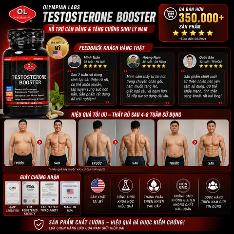 Olympian Labs Testosterone Booster - Hỗ trợ cân bằng và tăng cường sinh lý nam 60 viên
