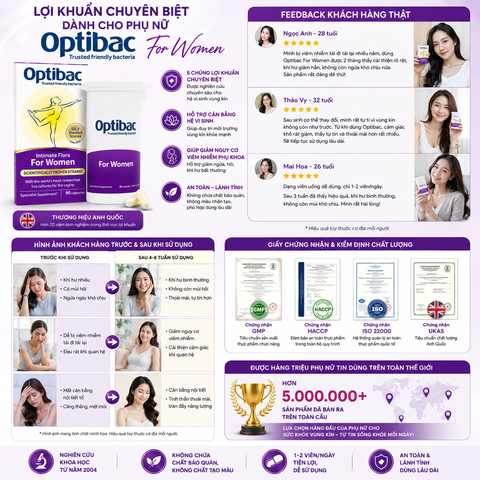 Lợi khuẩn Optibac Probiotics For Women dành cho phụ nữ 90 viên