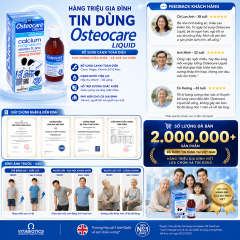 TPBVSK Vitabiotics Osteocare Liquid Original Calcium Magnesium hộp 200ml Canxi  magie, vitamin D3 và kẽm