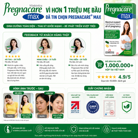 TPBVSK Pregnacare Max  bổ sung vitamin,khoáng chất cho phụ nữ mang thai &cho con bú vitabiotics 84 viên