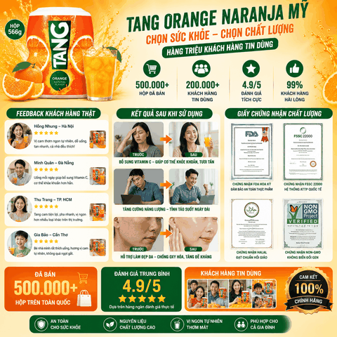 Bột pha nước cam Tang Orange Naranja Mỹ tốt cho sức khỏe hộp 566g