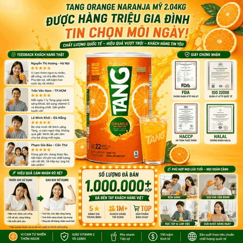 Bột pha nước cam Tang Orange Naranja Mỹ tốt cho sức khỏe 2.04kg