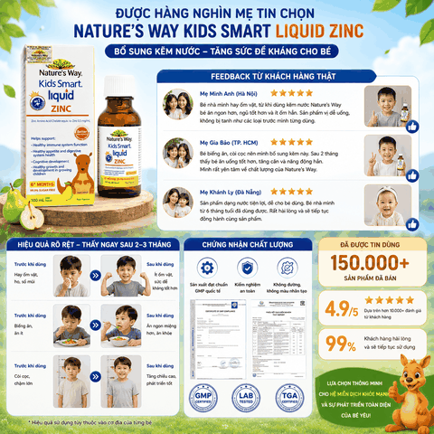 Nature’s Way Kids Smart Liquid ZinC 100ml – Bổ sung kẽm nước tăng sức đề kháng cho bé