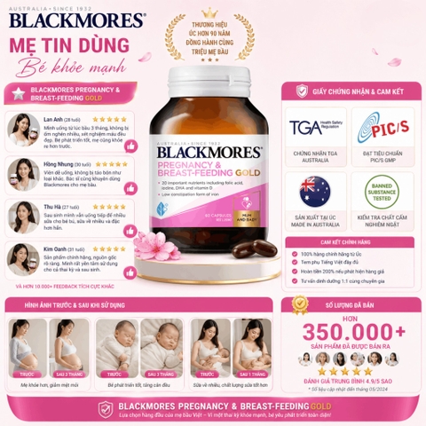 Viên uống bổ sung vitamin tổng hợp cho bà bầu Blackmores pregnancy and breast-feeding gold 60 viên