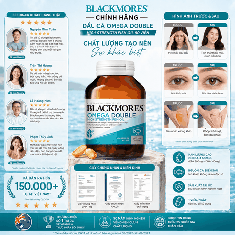 Dầu Cá Blackmores Omega Double High Strength Fish Oil 90 Viên – Gấp Đôi Omega-3 Cho Tim, Não Và Mắt