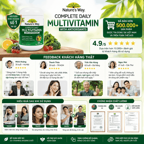 Vitamin tổng hợp Nature’s Way complete daily multivitamin 200 viên  bổ sung Vitamin và khoáng chất