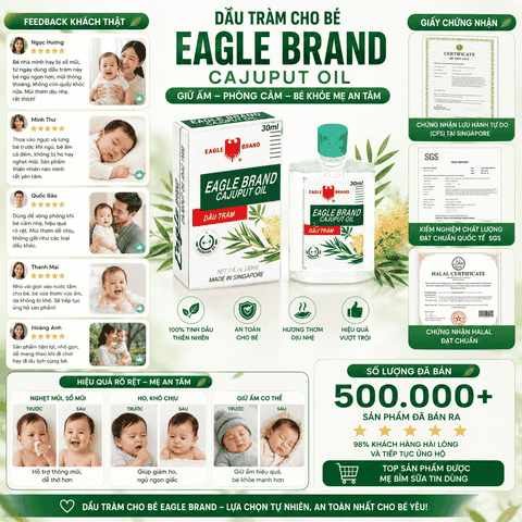 Dầu Tràm Cho Bé Eagle Brand Cajuput Oil Giữ Ấm Phòng Cảm (30ml)