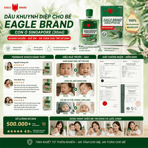 Dầu Khuynh Diệp Cho Bé Eagle Brand Con Ó Singapore (30ml) - Kháng Khuẩn, Giữ Ấm An Toàn Cho Trẻ Sơ Sinh