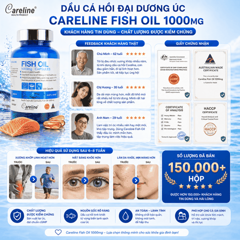 Dầu cá hồi đại dương Úc Careline Fish oil hộp 100 viên