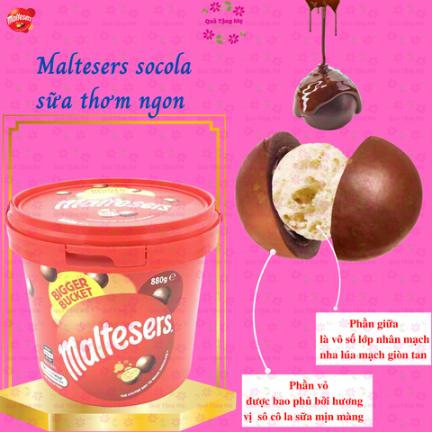 Bánh xốp mạch nha bọc socola Maltesers Bigger Bucket 880g