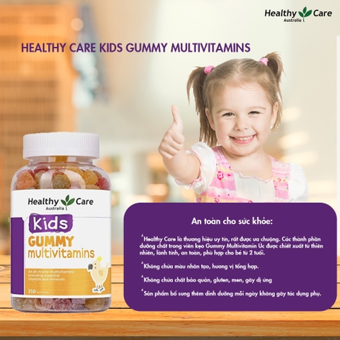 Vitamin tổng hợp Gummy Multivitamin Healthy Care kẹo dẻo bổ sung vitamin cho bé 250 viên