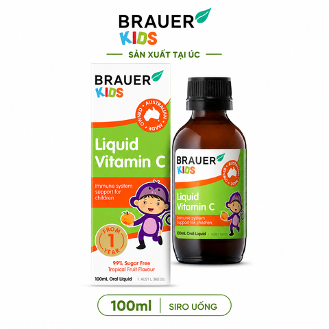 Siro vitamin c brauer baby kids liquid cho trẻ trên 1 tuổi tăng cường đề kháng chai 100ml