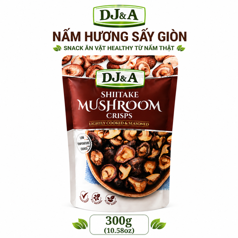 Nấm Hương Sấy Giòn DJ&A Shiitake Mushroom Crisps 300g snack ăn vặt heatthy lành mạnh từ nấm thật