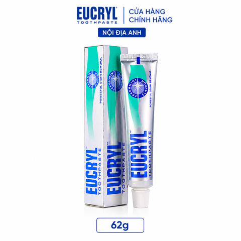 Kem đánh răng bạc hà tẩy trắng tự nhiên Eucryl Toothpaste 62g - nội địa Anh