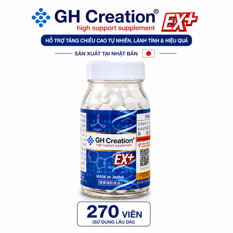 Tăng chiều cao độ tuổi từ 4 - 30 tuổi GH Creation EX + Nhật Bản giúp hỗ trợ phát triển chiều cao tự nhiên, lành tính và hiệu quả 270 viên