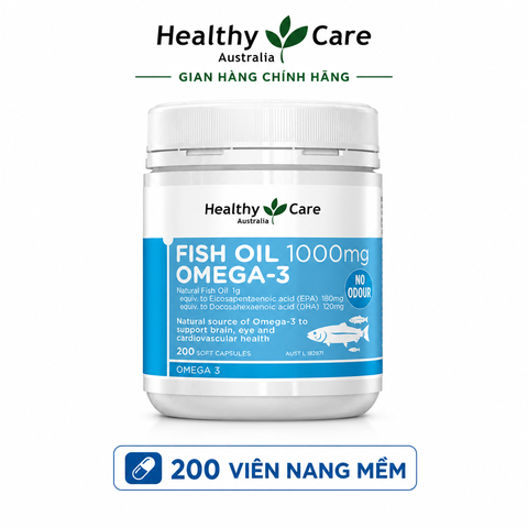 Healthy Care Fish Oil 1000mg Omega-3 200 Soft Capsules