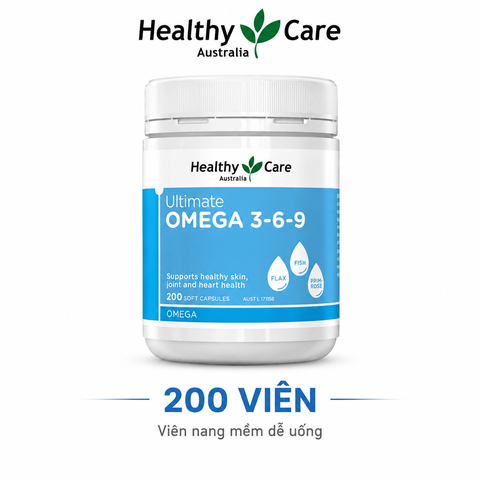 Omega 369 dầu cá hỗ trợ tim mạch, thị lực Healthy Care  Ultimate 200 viên