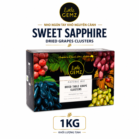 Nho Ngón Tay khô nguyên cành Little Gemz Sweet Sapphire Dried Grapes Clusters 1kg