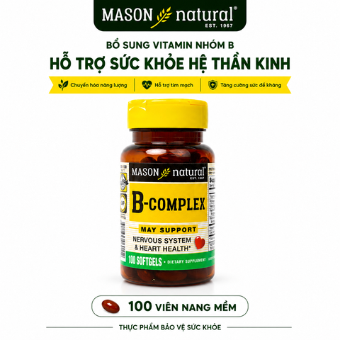 Mason Natural B-Complex 100 vên bổ sung vitamin nhóm B hỗ trợ sức khoẻ hệ thần kinh
