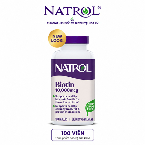 Hỗ trợ mọc tóc và chống rụng tóc natrol biotin beauty maximum strength 10000mcg100 viên