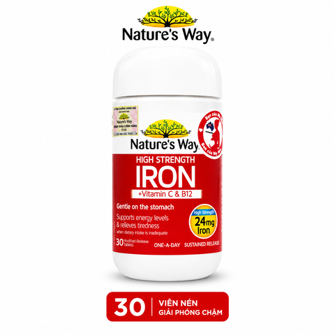 Nature’s Way high strength Iron + vitamin C và B12 – Bổ sung sắt hữu cơ cho người thiếu sắt, bổ sung sắt cho bà bầu