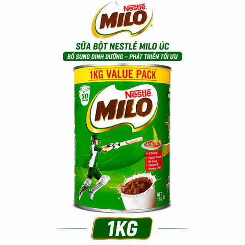 Sữa bột Nestle Milo Úc bổ sung dinh dưỡng cho bé phát triển tối ưu hộp 1kg