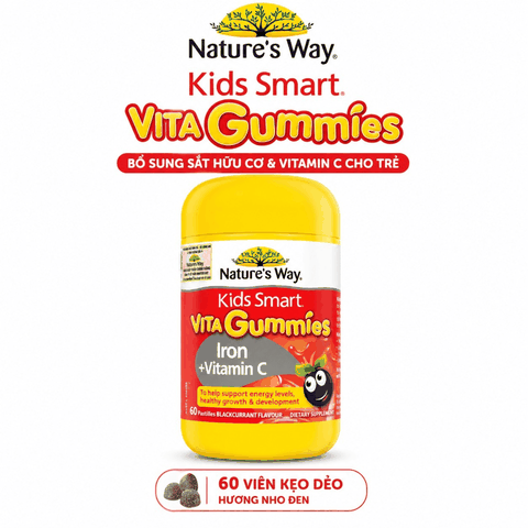 Nature’s Way Kids Smart Vita Gummies Iron + Vitamin C – Bổ sung sắt hữu cơ và vitamin C cho trẻ
