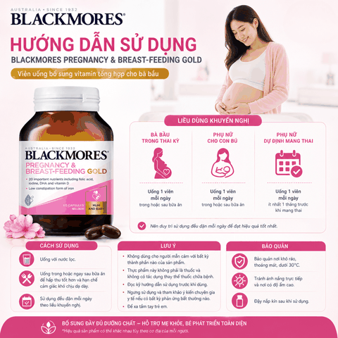 Viên uống bổ sung vitamin tổng hợp cho bà bầu Blackmores pregnancy and breast-feeding gold 60 viên