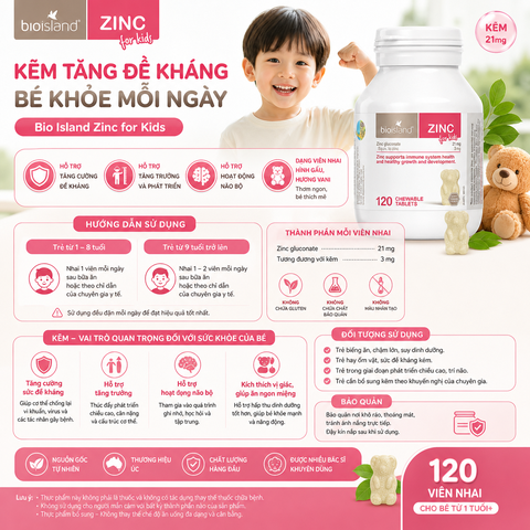 Bio Island ZinC cho bé 120 viên bổ sung kẽm cho bé